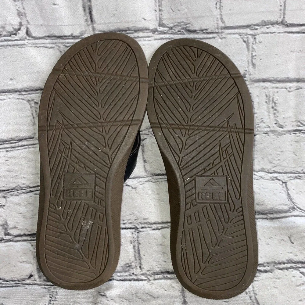 Reef Thongs Men’s Sandals sz 11 Black Brown Tan Preowned Flip Flop
